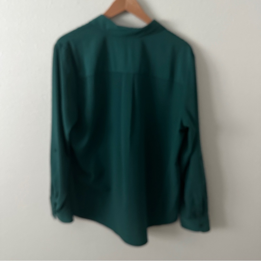 Talbots Deep Green Button-Front Blouse - image 5